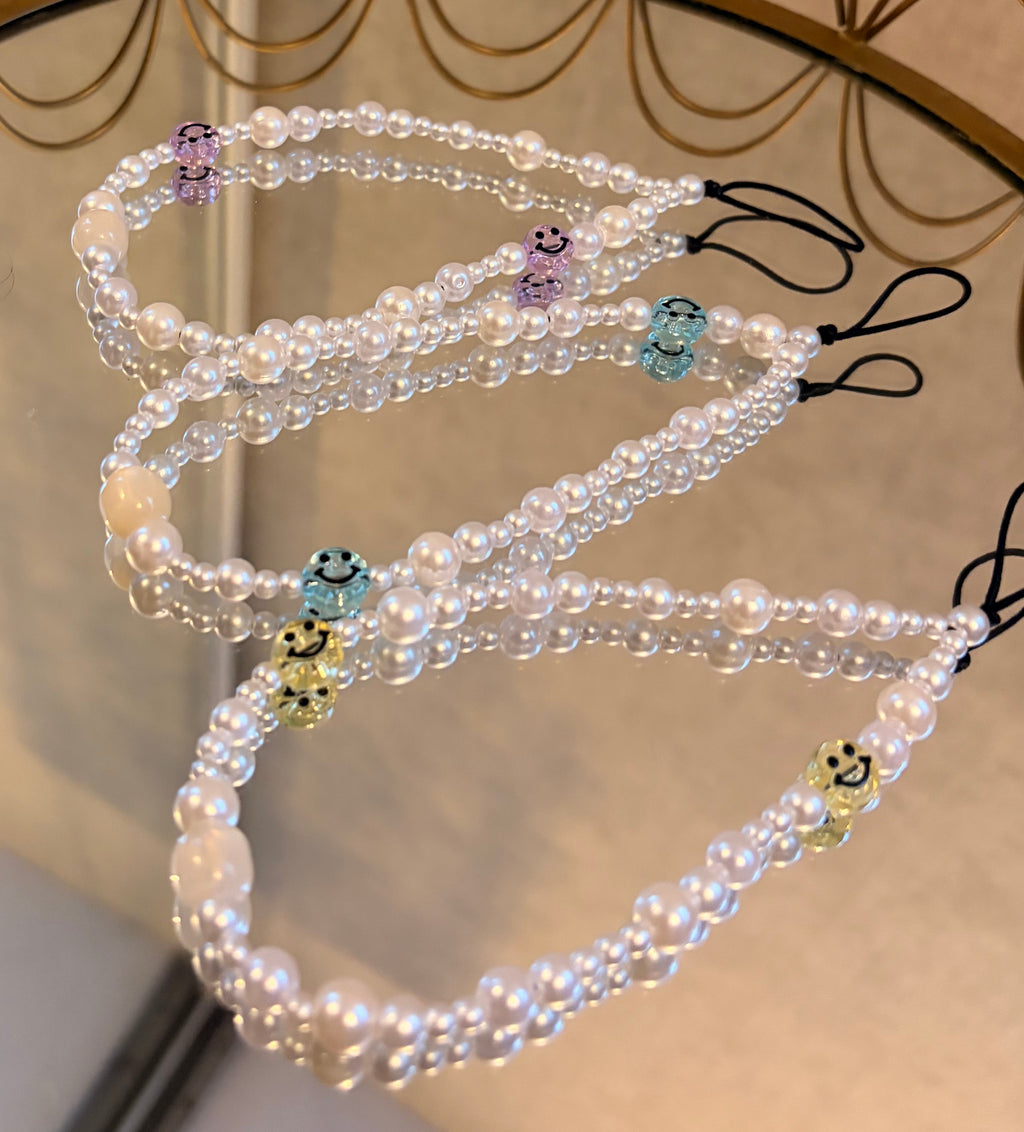 Smiley Face Beaded Phone Charm