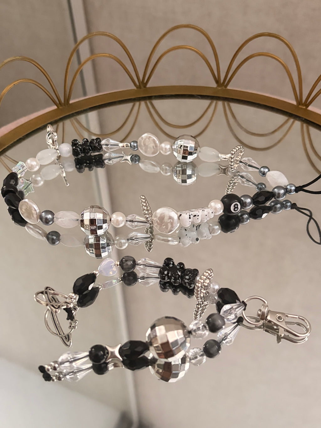 Silver Disco Phone Charm & Keyring Bundle