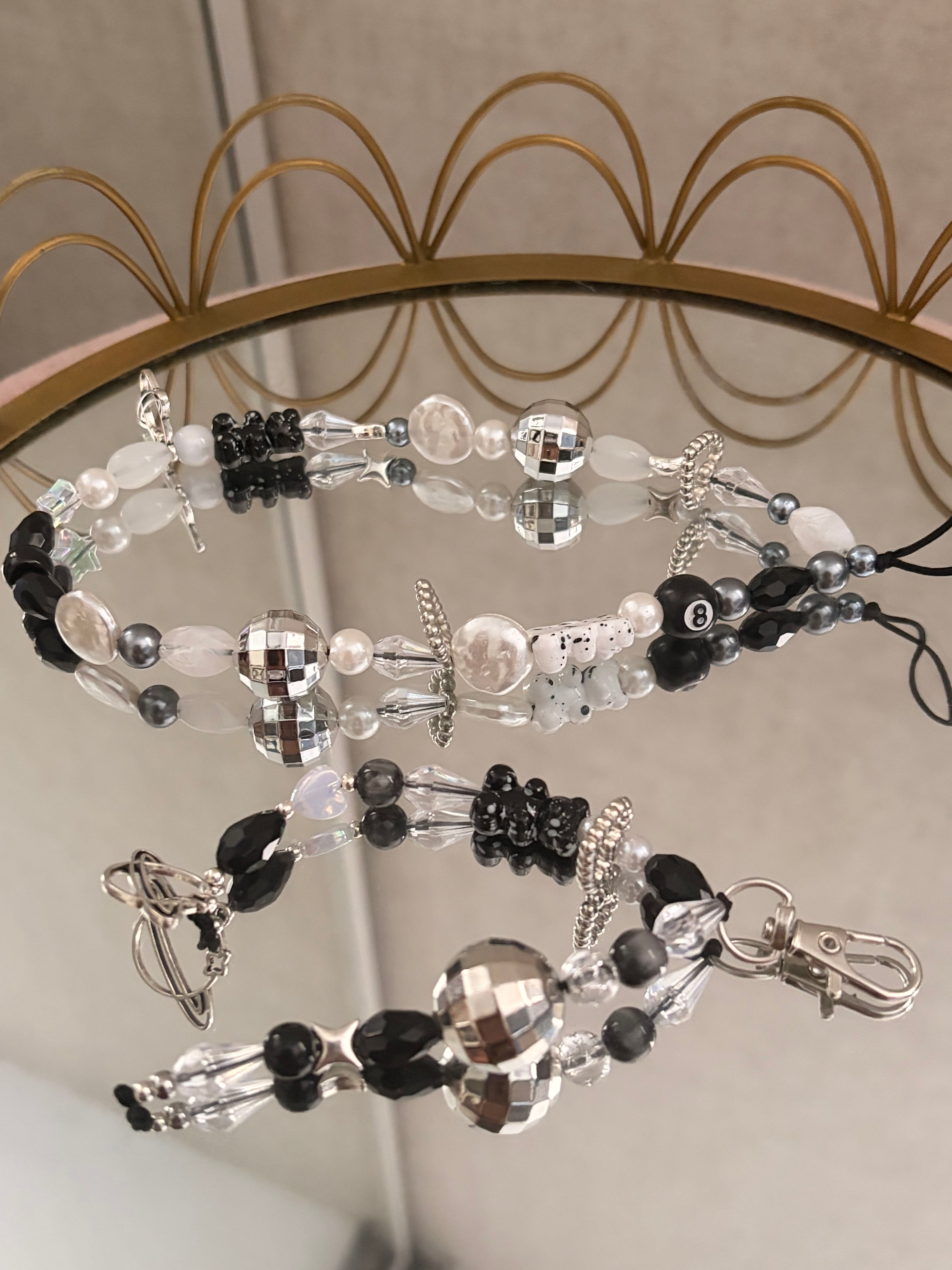 Silver Disco Phone Charm & Keyring Bundle