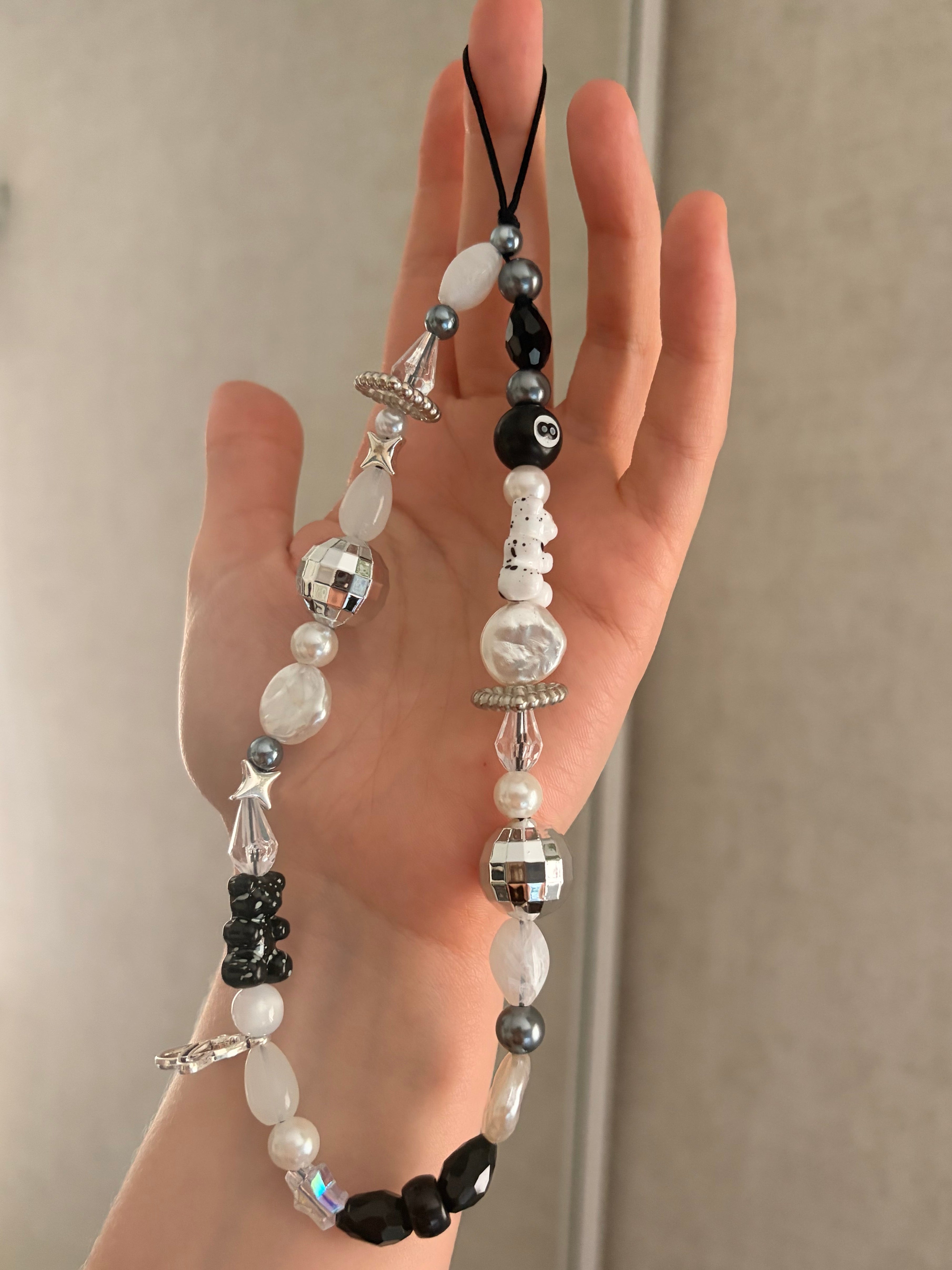 Silver Disco Phone Charm