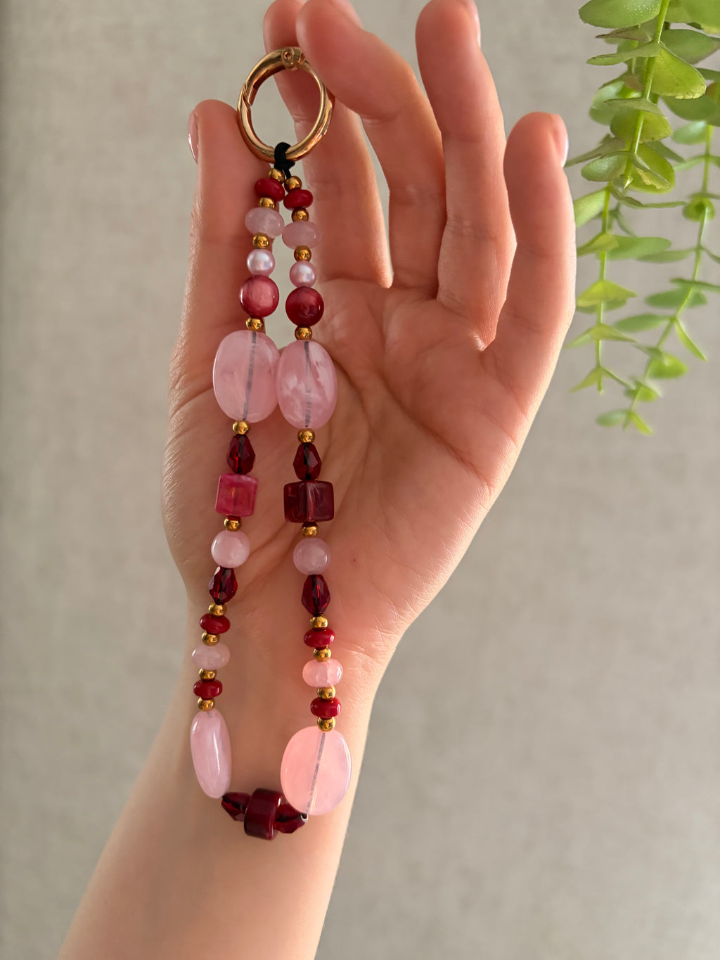 Pink & Burgundy Phone Charm Bag Charm Set