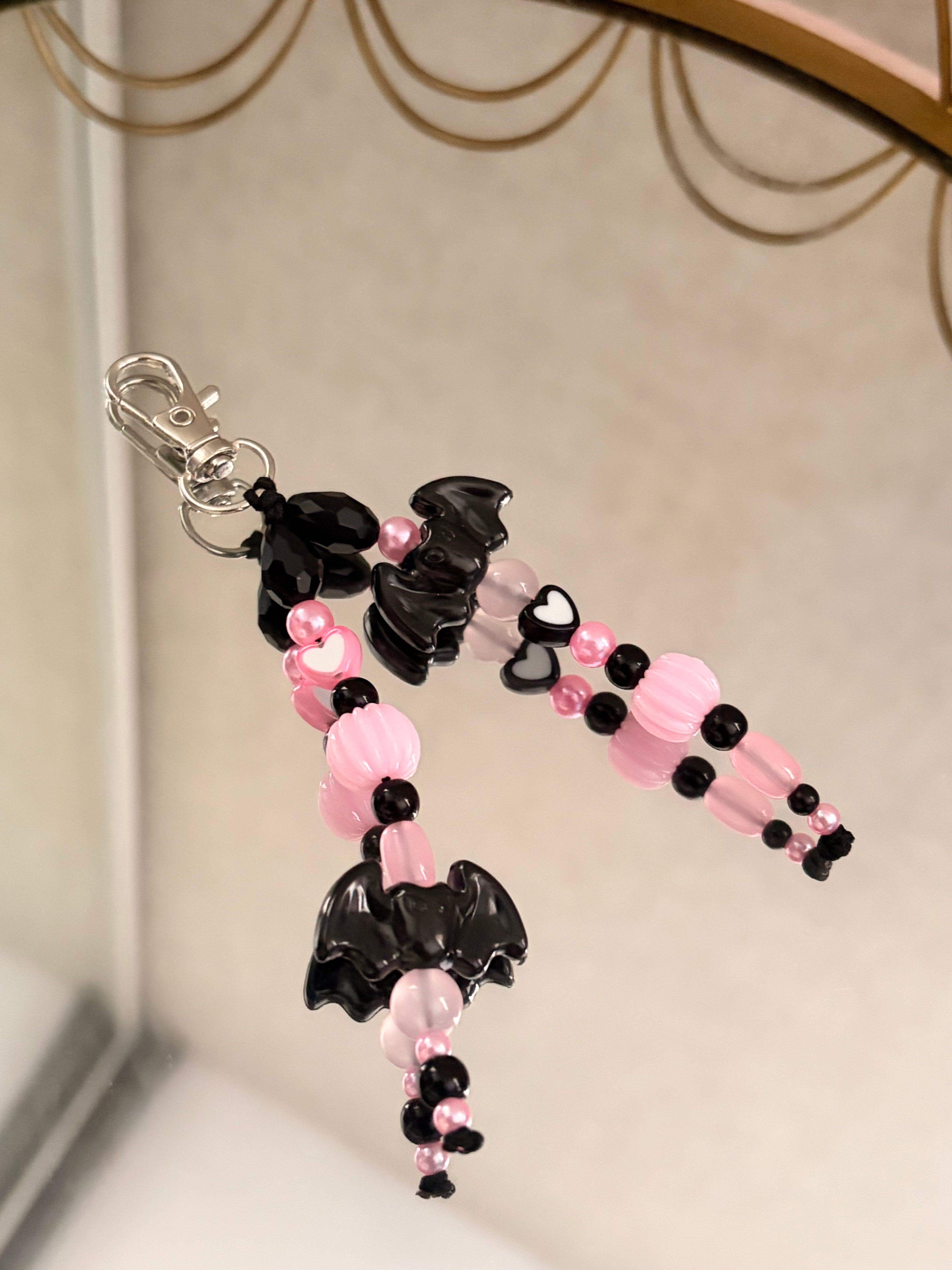 Pink And Black Halloween Keyring