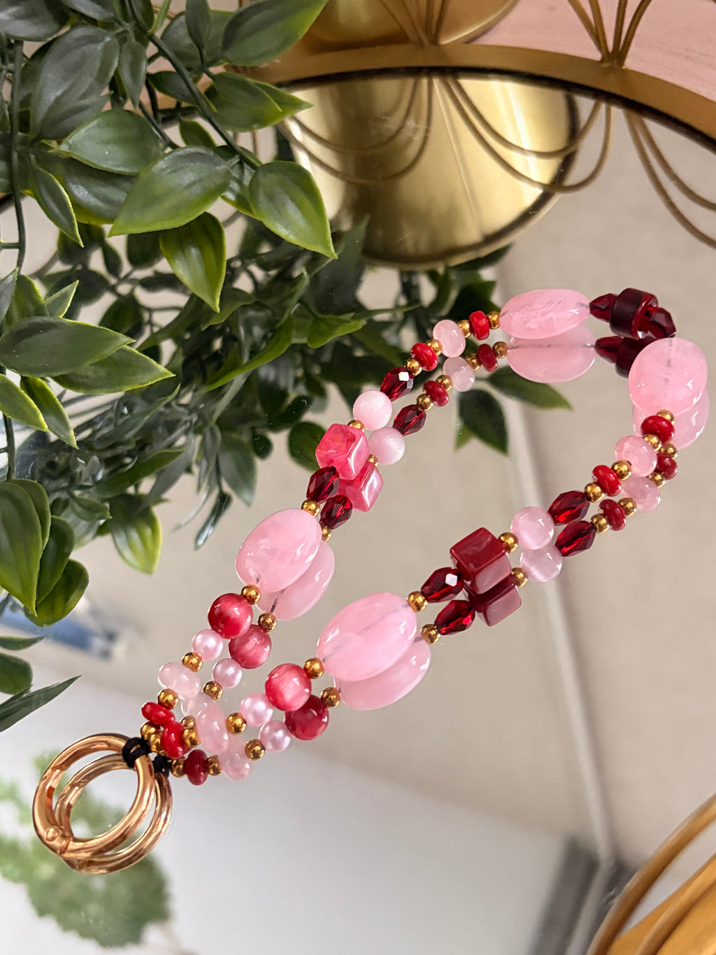Pink & Burgundy Phone Charm Bag Charm Set