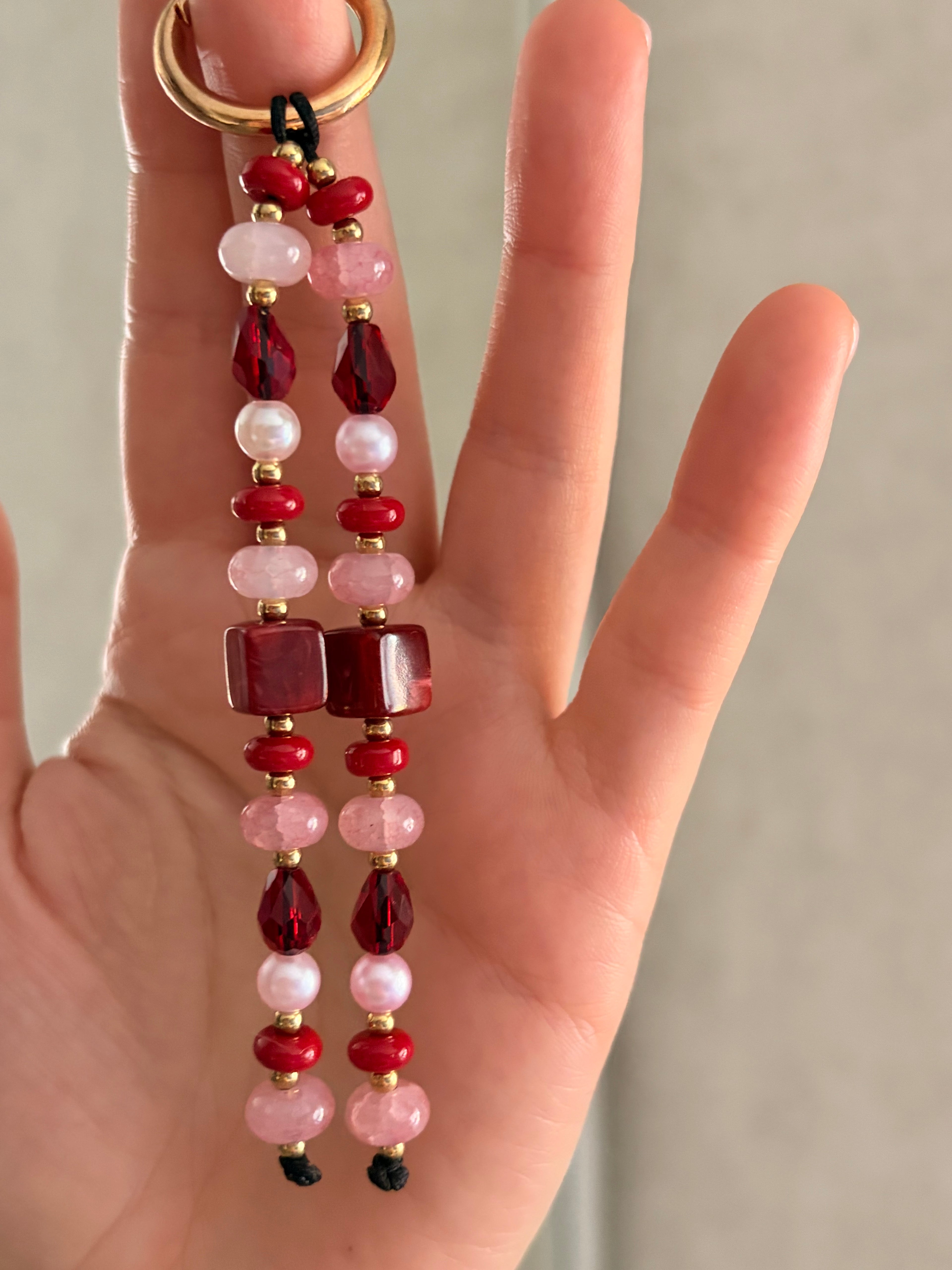 Pink & Burgundy Phone Charm Bag Charm Set