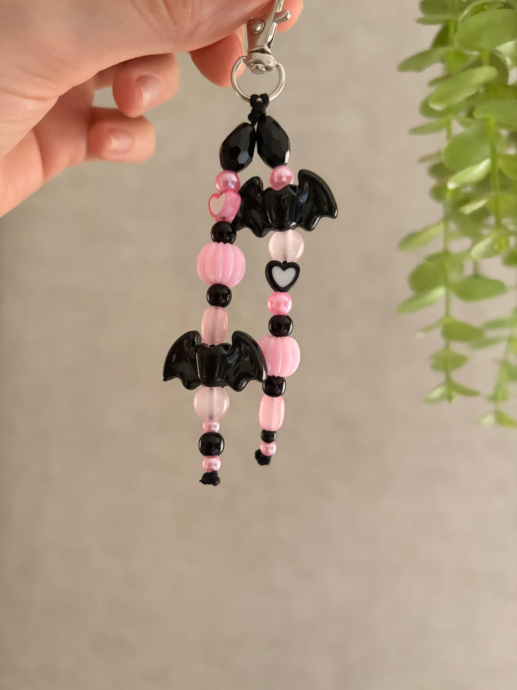 Pink And Black Halloween Keyring