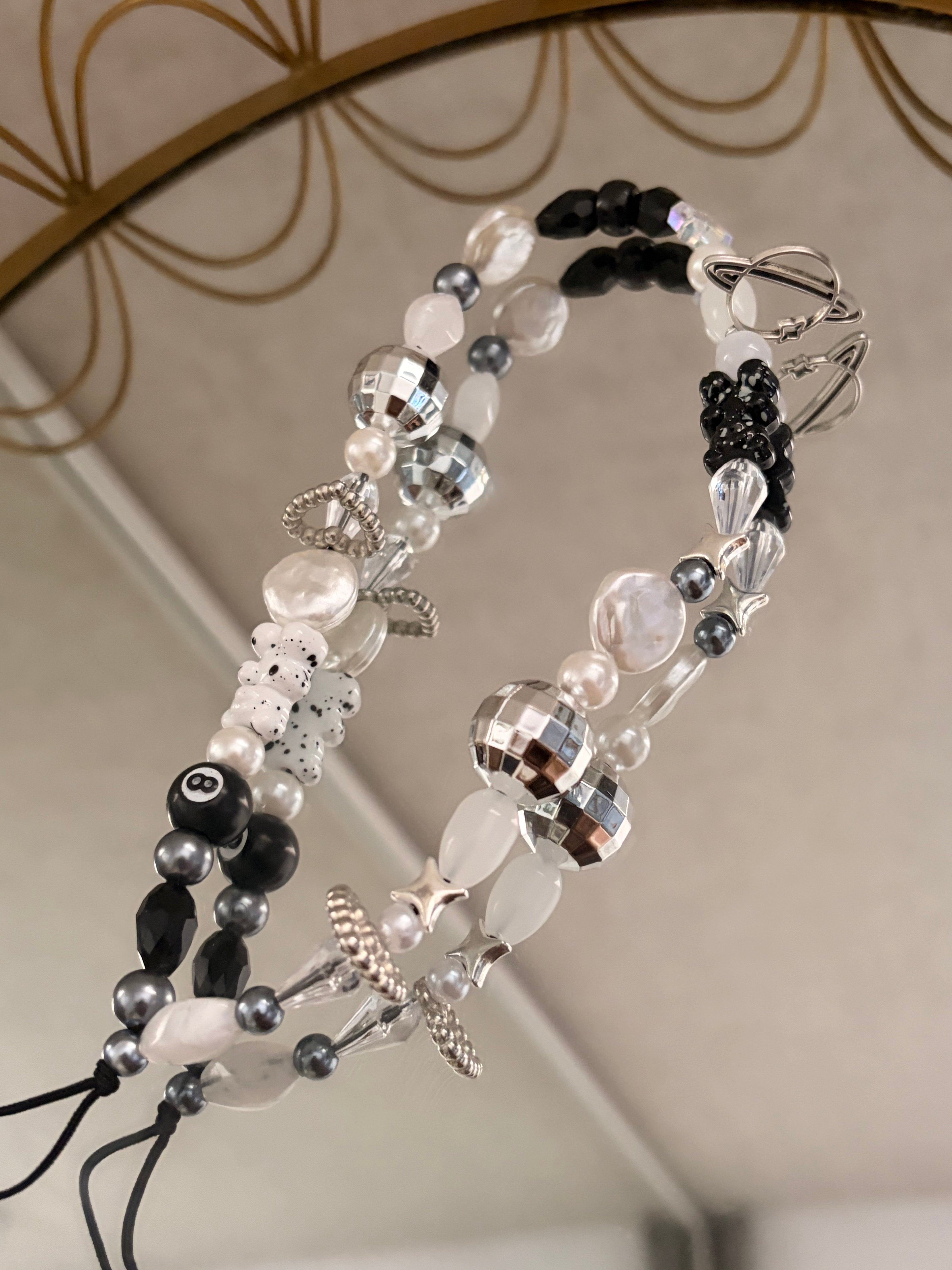 Silver Disco Phone Charm & Keyring Bundle