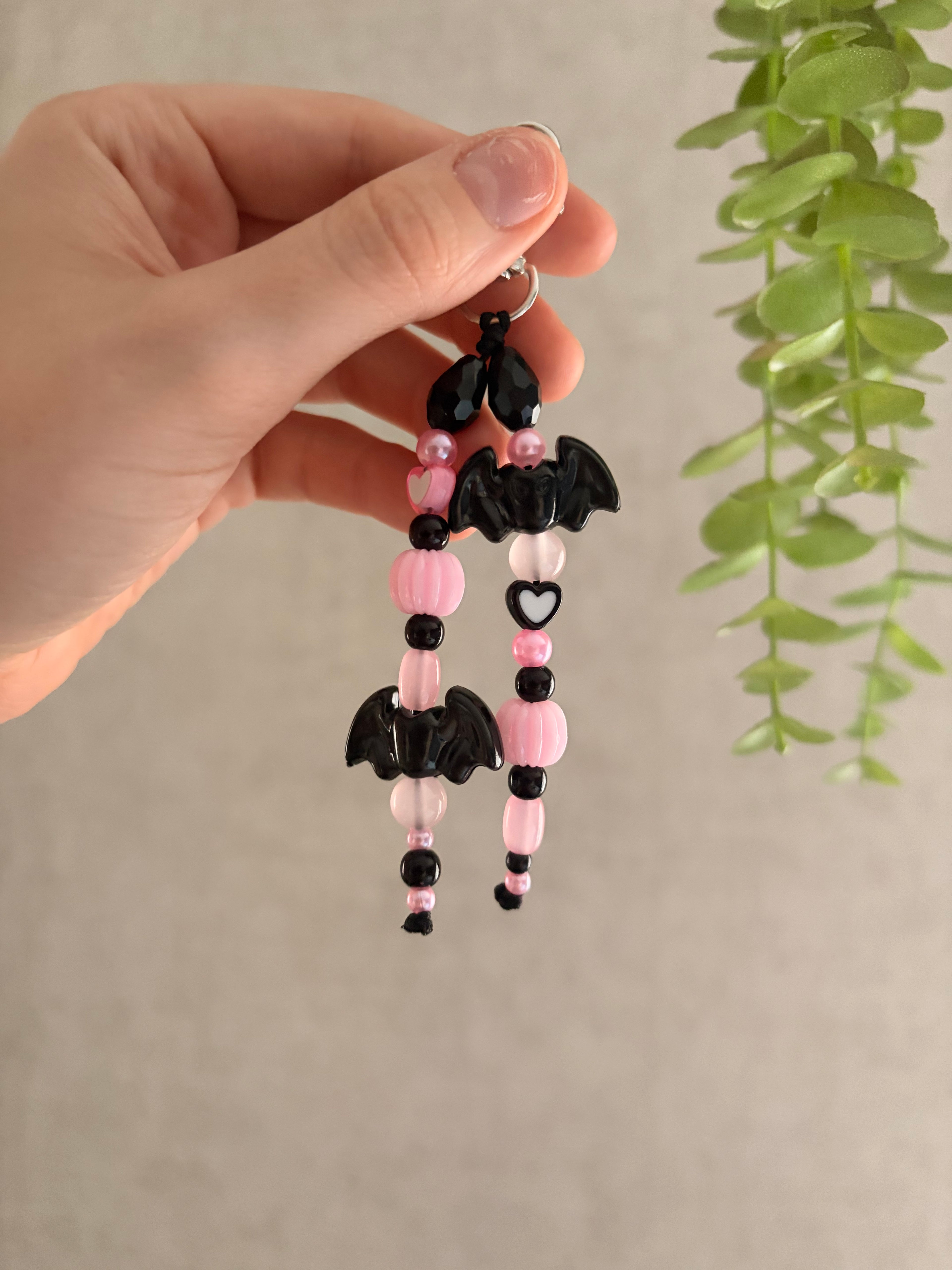 Pink And Black Halloween Keyring