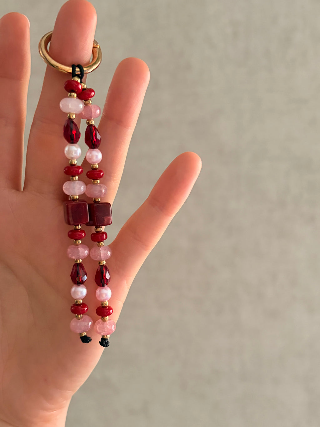 burgundy And Pink Bag Charm