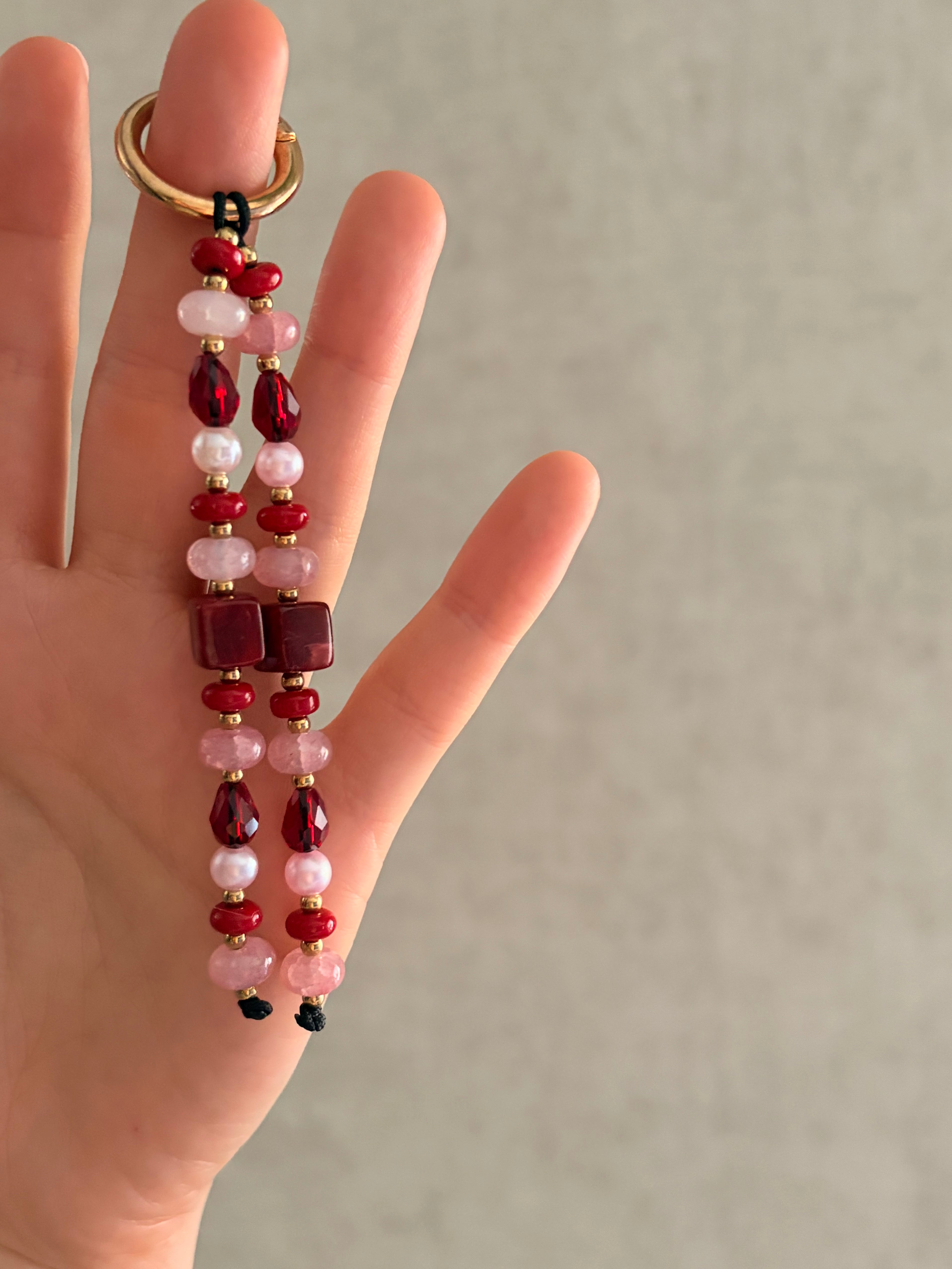 burgundy And Pink Bag Charm