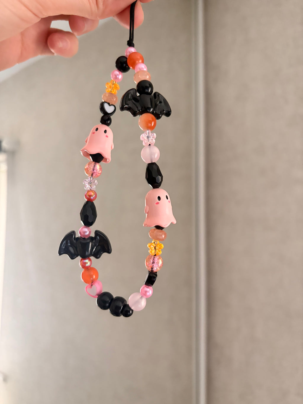 Pink Ghost & Black Bat Phone Charm,