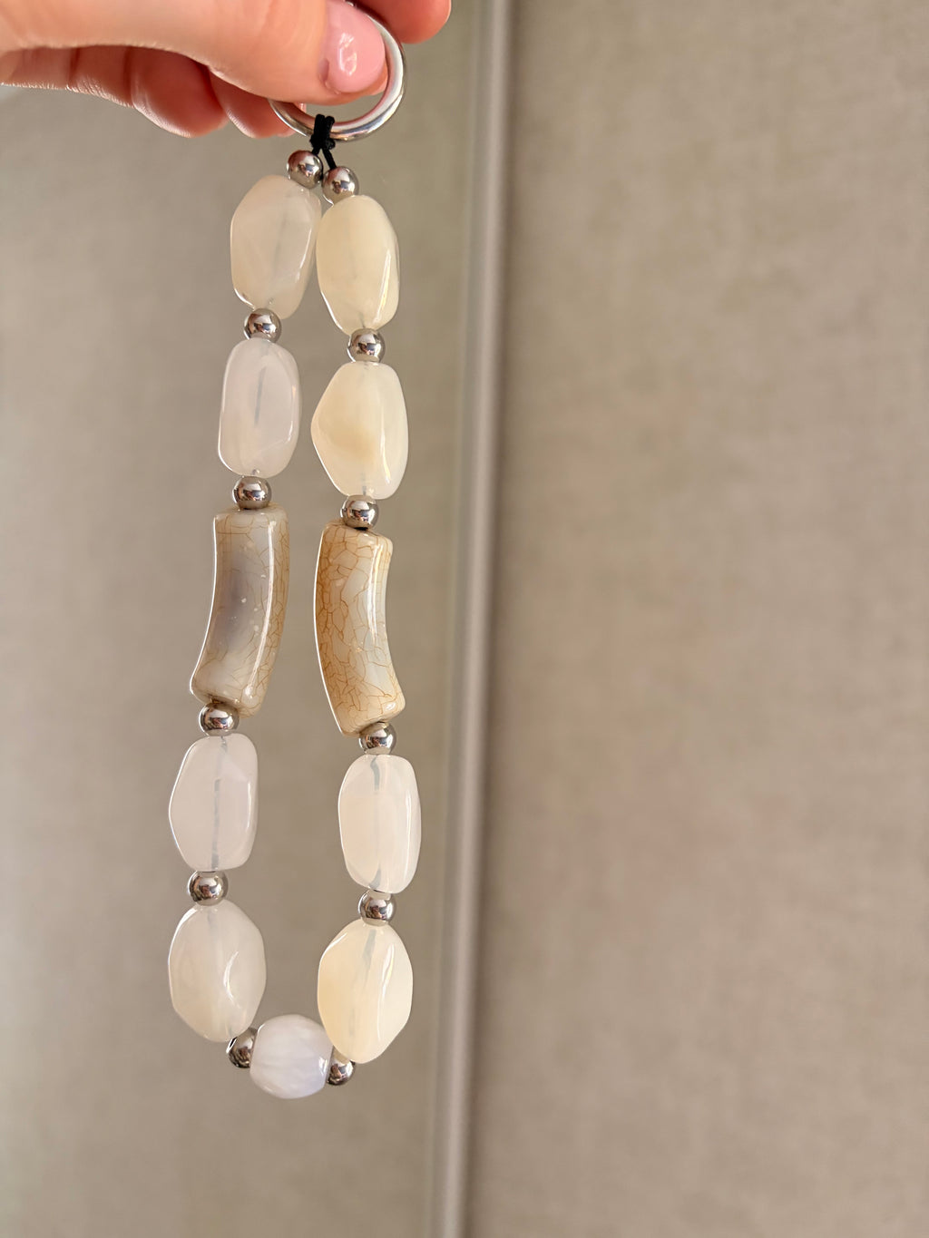 Neutral Beaded Phone Charm