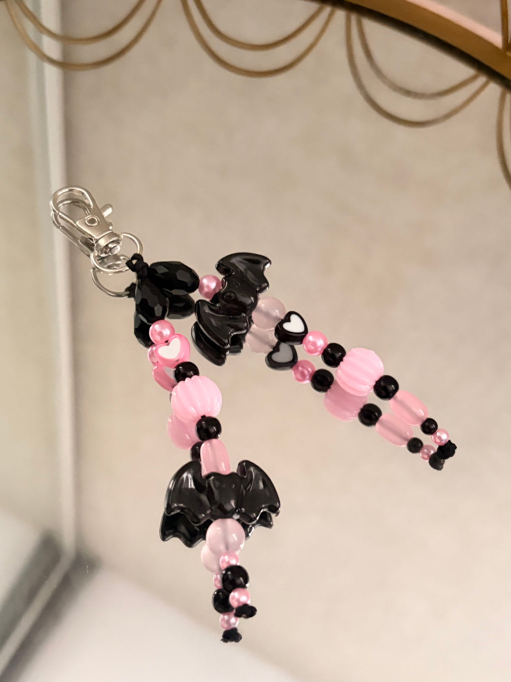 Pink And Black Halloween Keyring