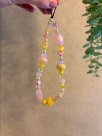 Pink & Yellow Pastel Heart Beaded Phone Charm