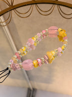 Pink & Yellow Pastel Heart Beaded Phone Charm