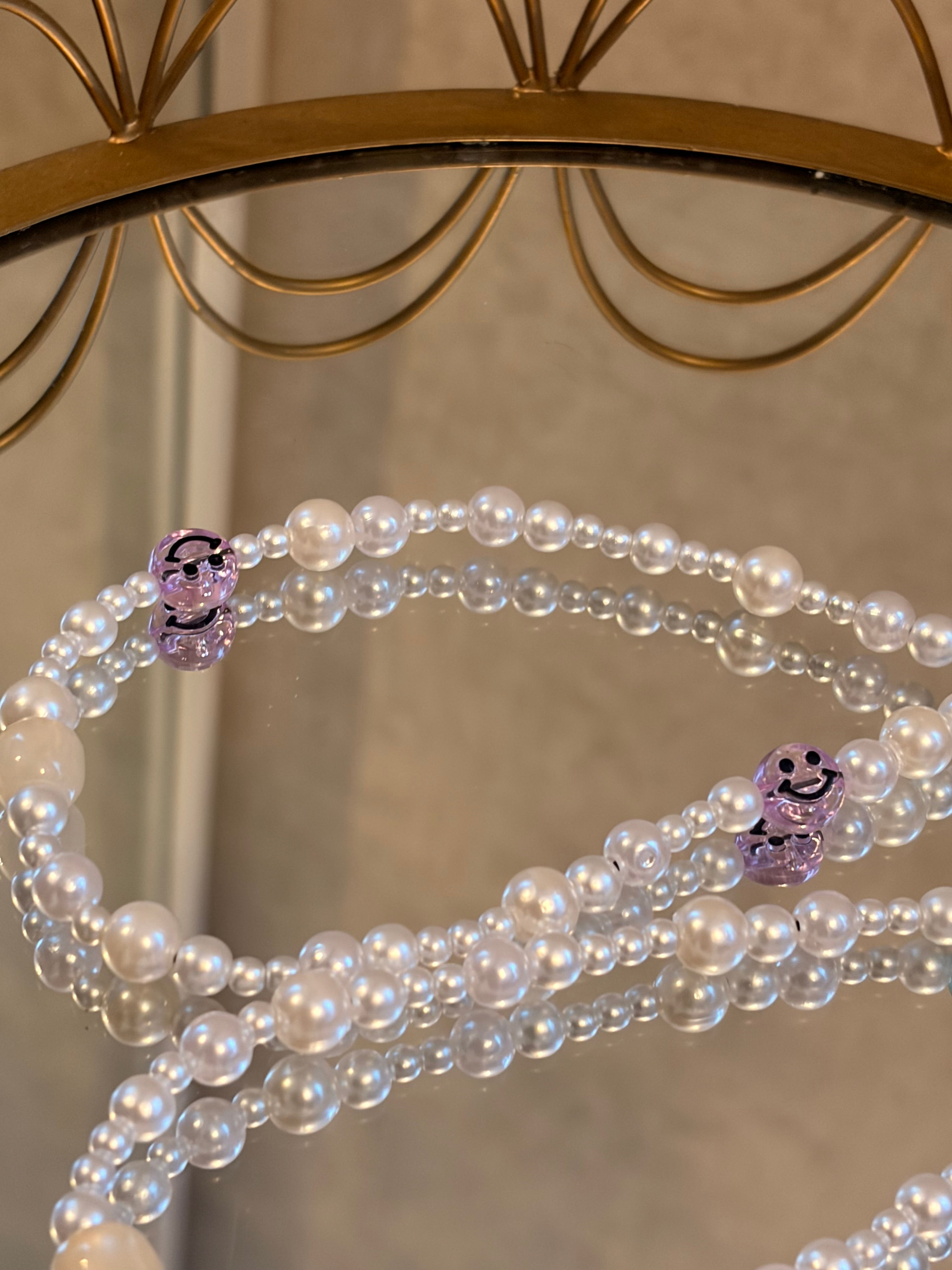 Smiley Face Beaded Phone Charm