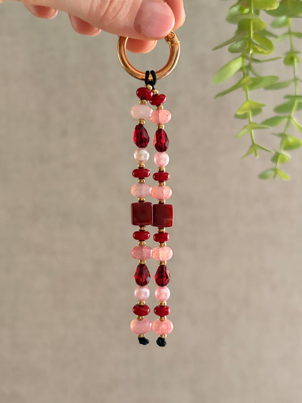 burgundy And Pink Bag Charm