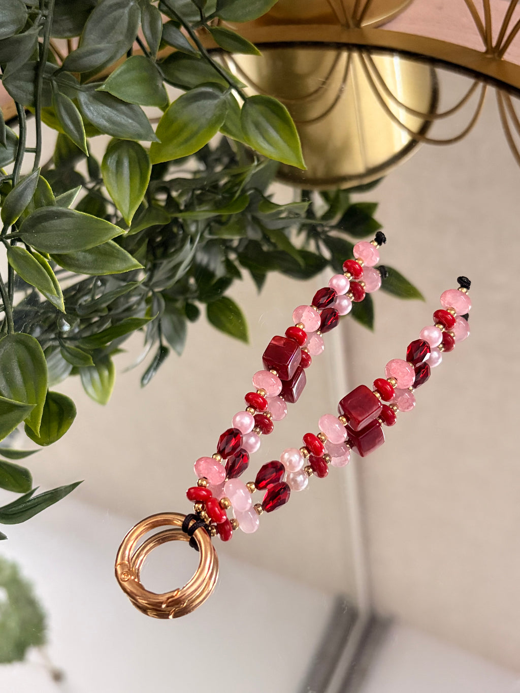 Pink & Burgundy Phone Charm Bag Charm Set