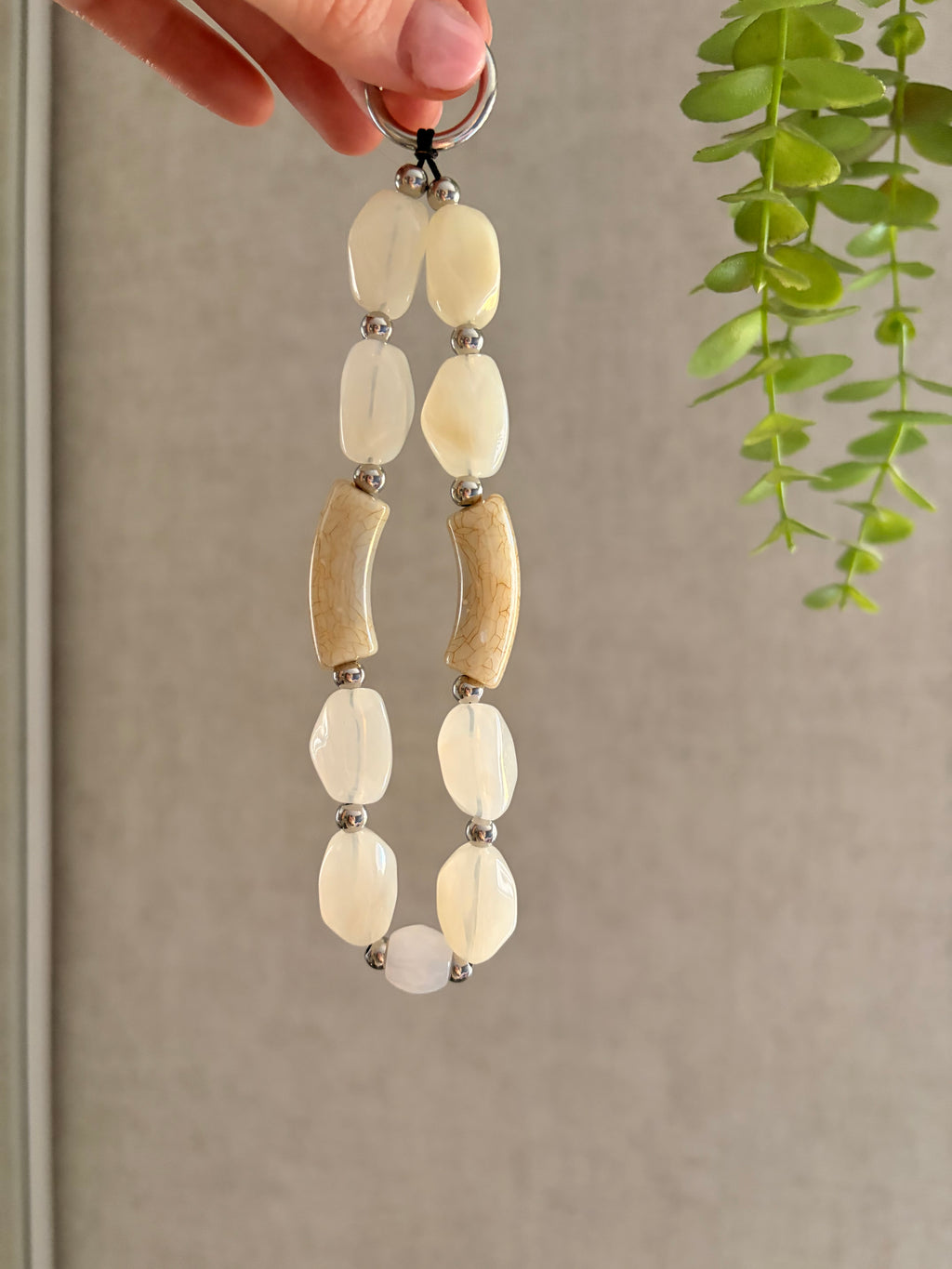 Neutral Beaded Phone Charm