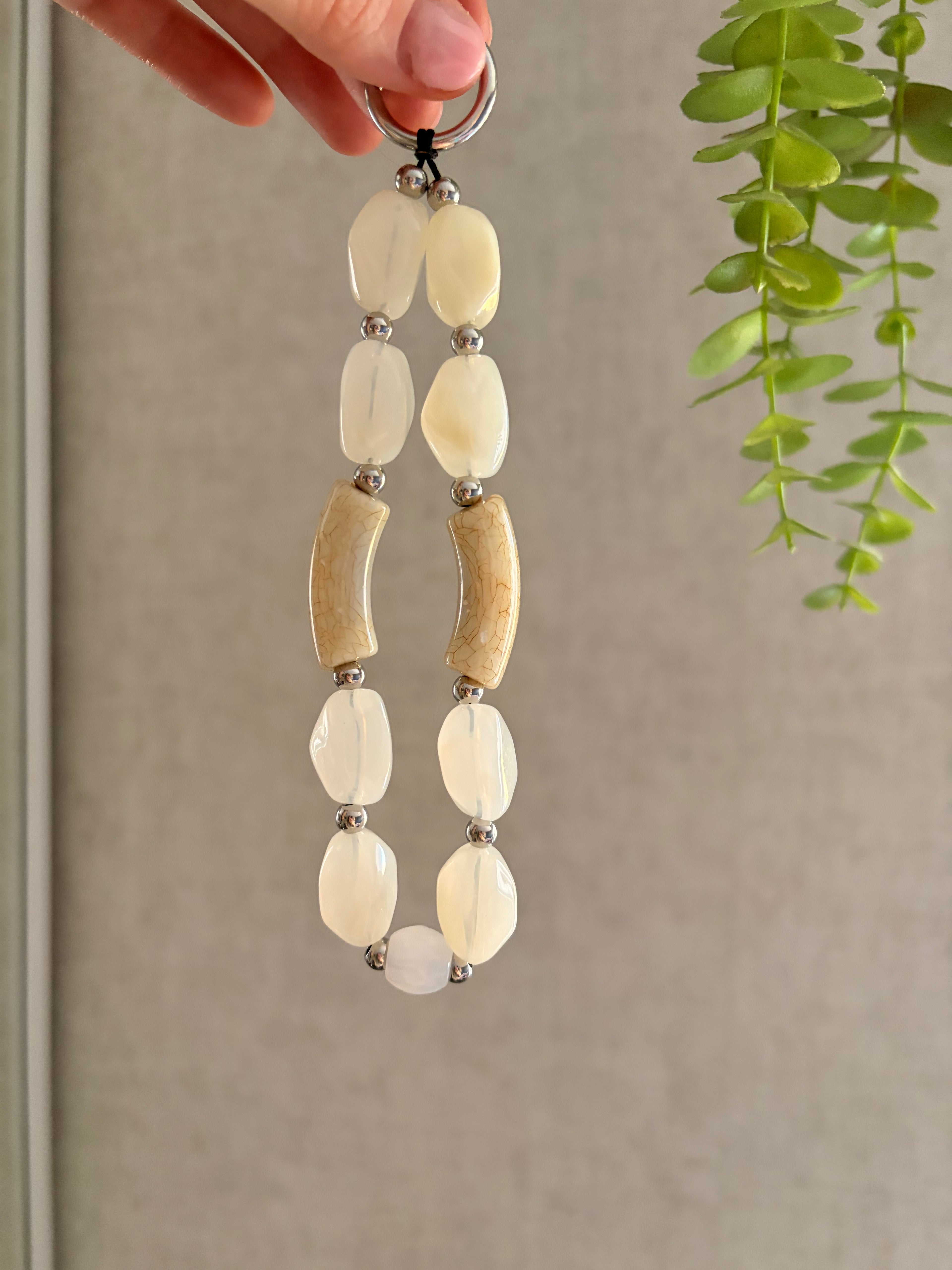 Neutral Beaded Phone Charm