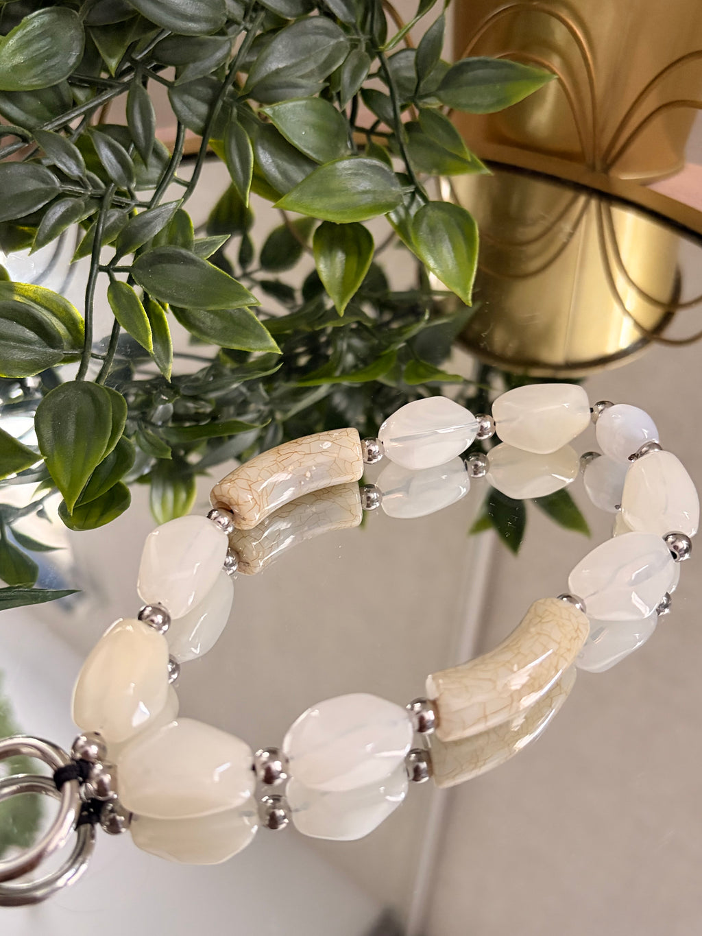 Neutral Beaded Phone Charm