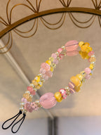 Pink & Yellow Pastel Heart Beaded Phone Charm