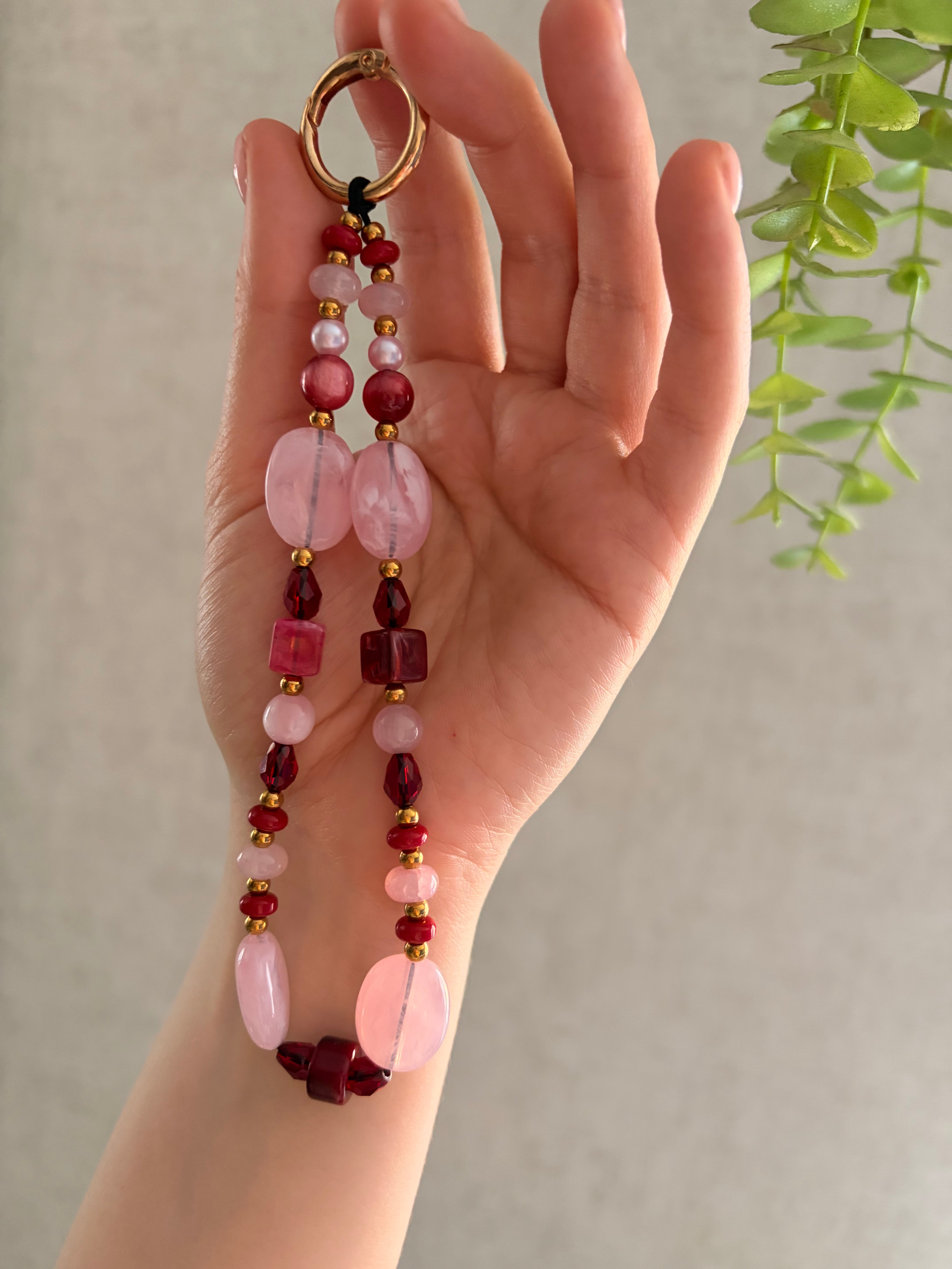 Pink & Burgundy Phone Charm Bag Charm Set