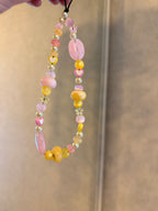 Pink & Yellow Pastel Heart Beaded Phone Charm