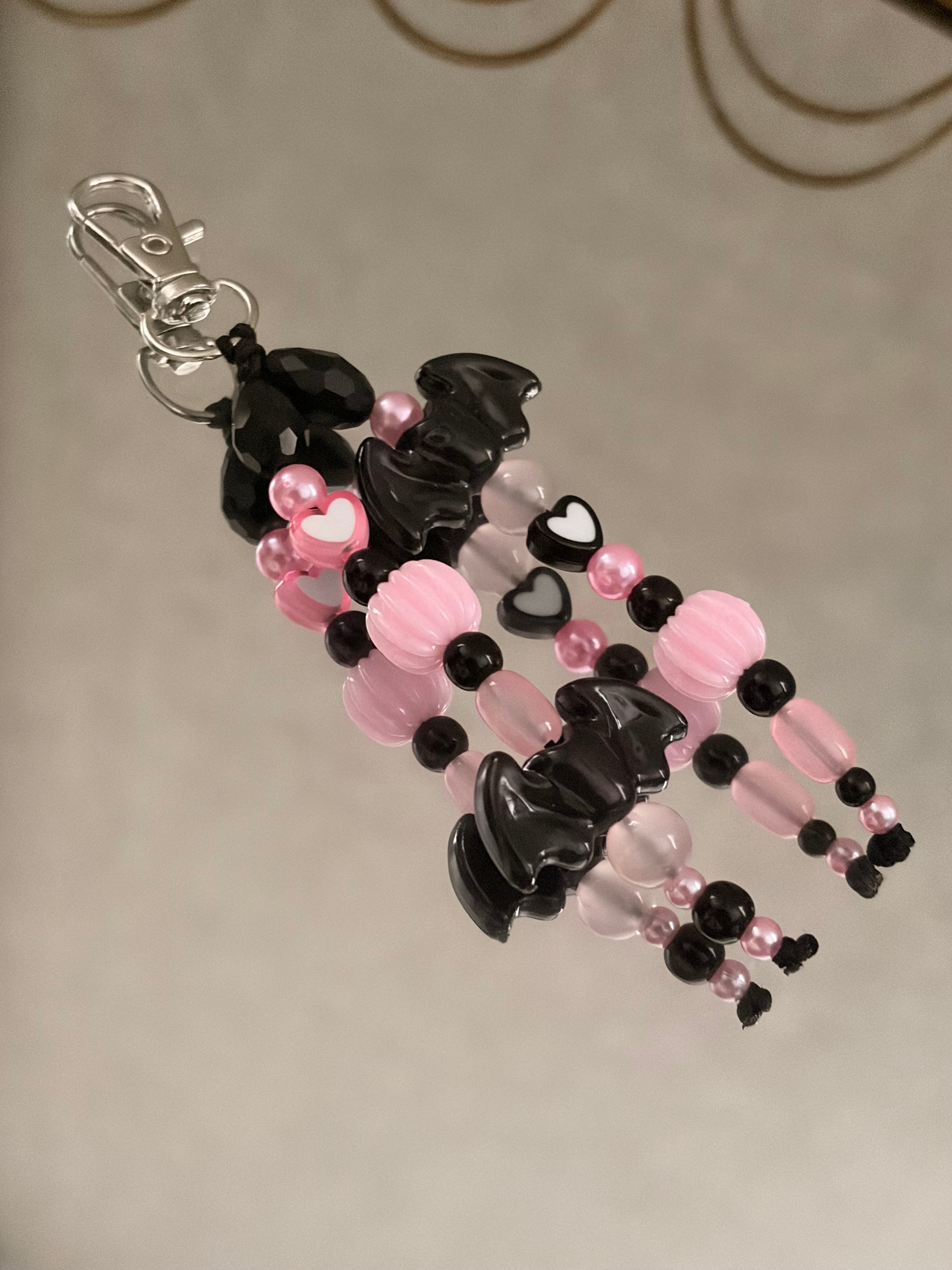 Pink And Black Halloween Keyring