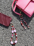 Pink & Burgundy Phone Charm Bag Charm Set