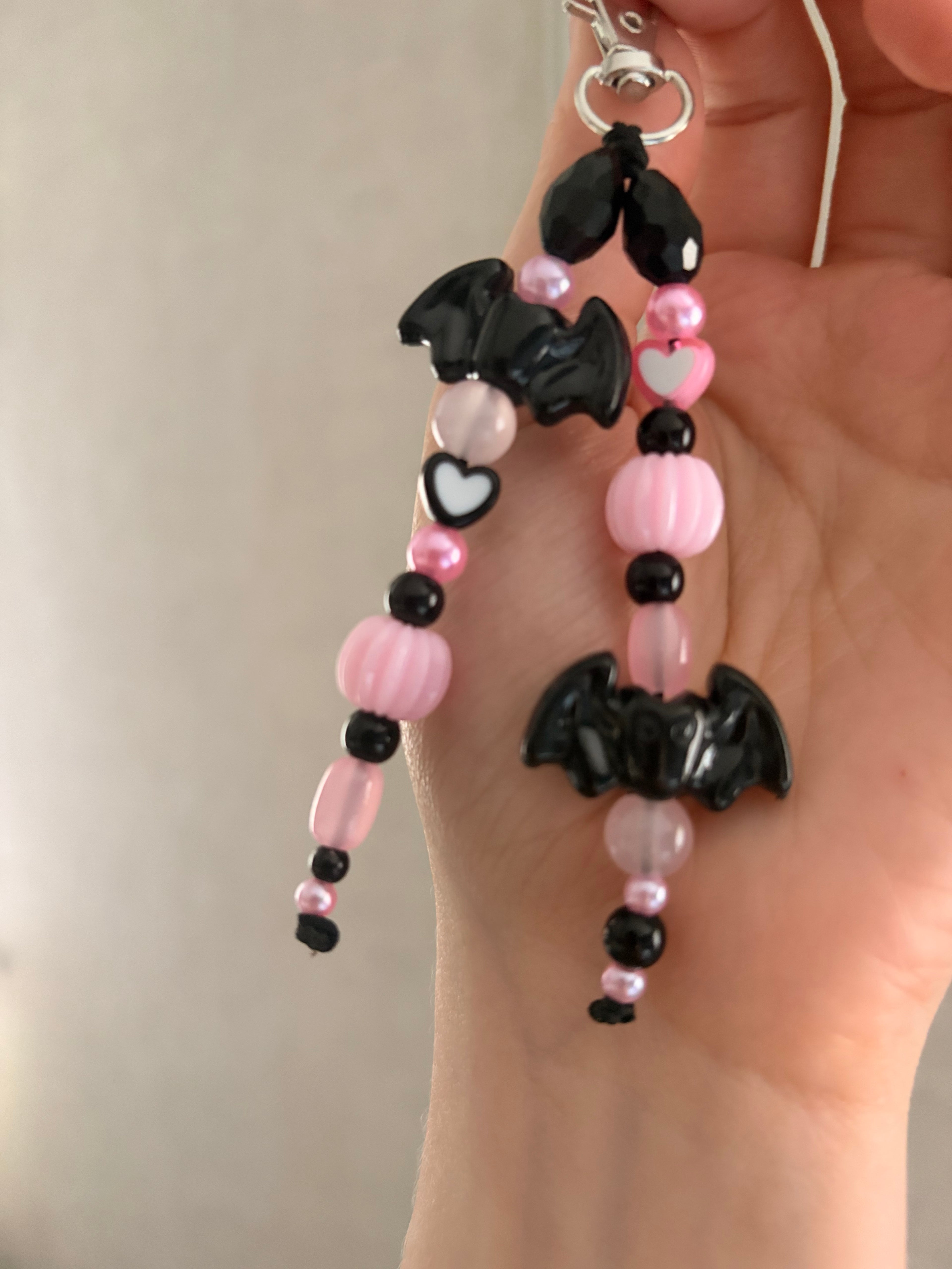 Pink And Black Halloween Keyring