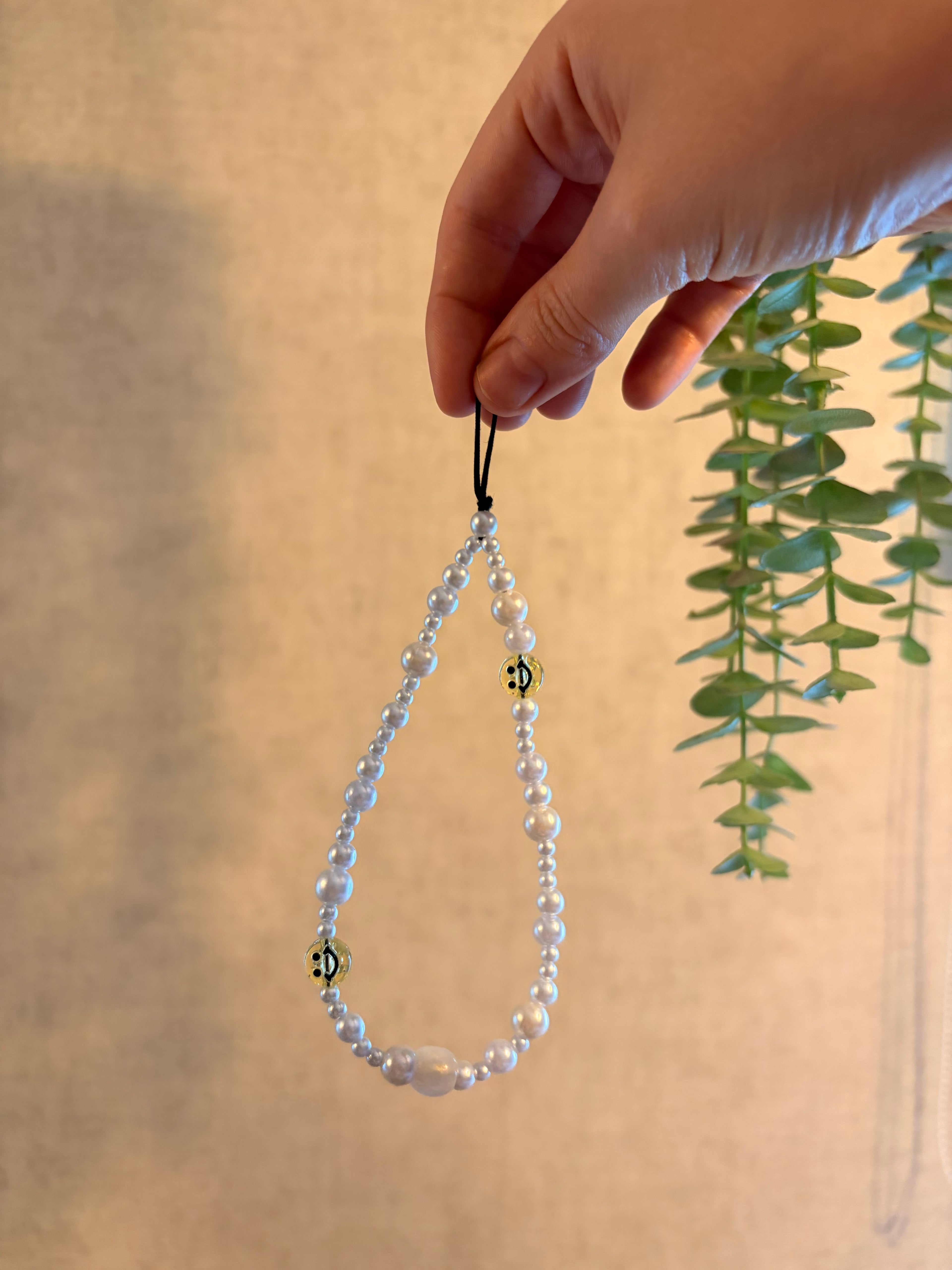 Smiley Face Beaded Phone Charm