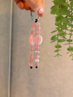 Pink Beaded Bag Charm Keyring Rose Quartz Style Beads