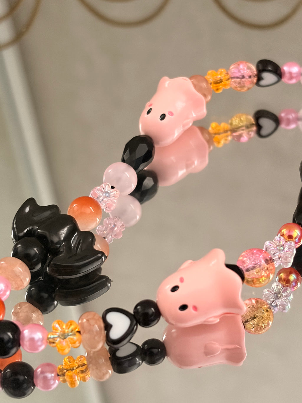 Pink Ghost & Black Bat Phone Charm,