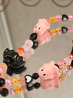 Pink Ghost & Black Bat Phone Charm,