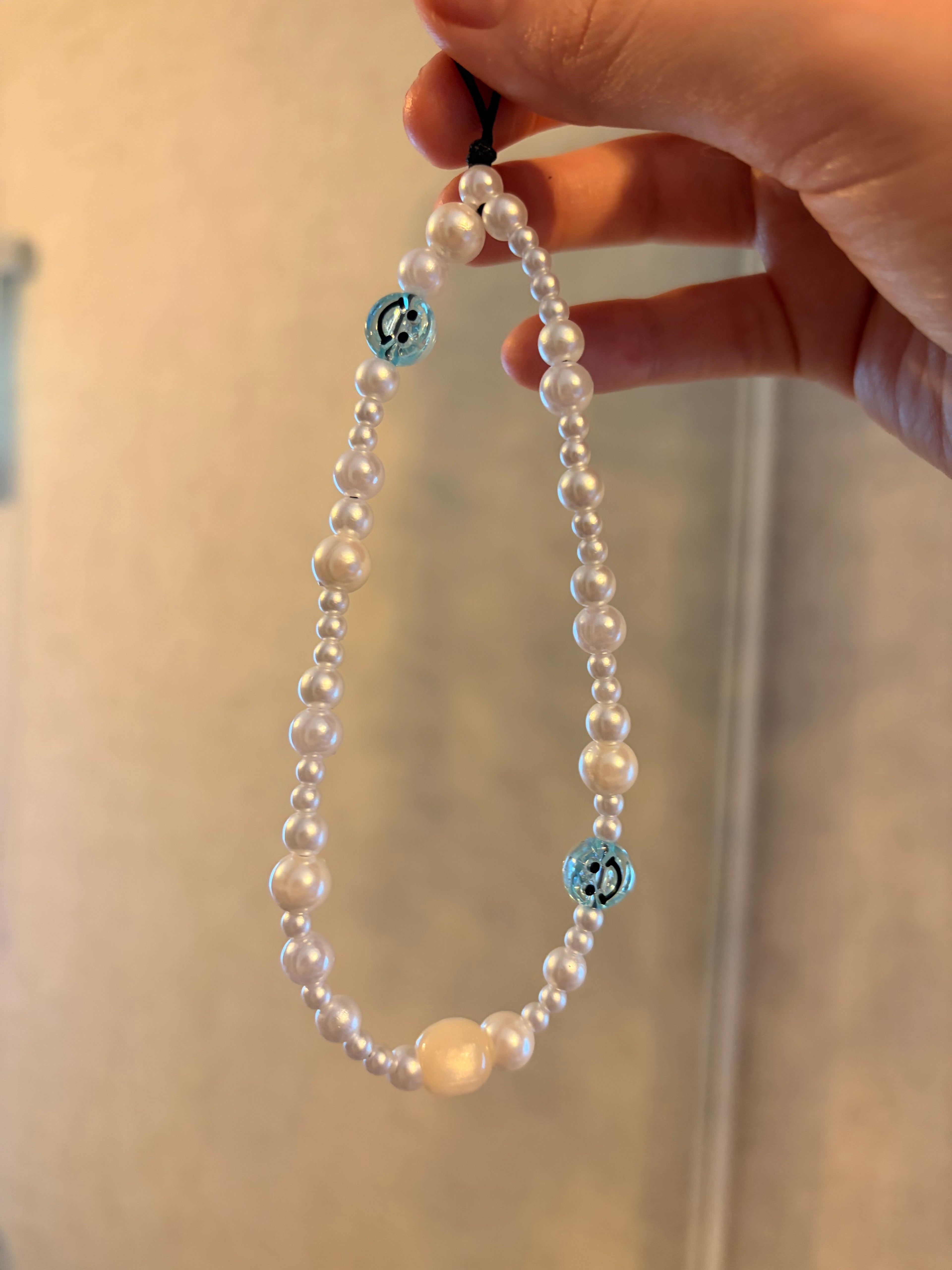 Smiley Face Beaded Phone Charm