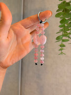 Pink Beaded Bag Charm Keyring Rose Quartz Style Beads