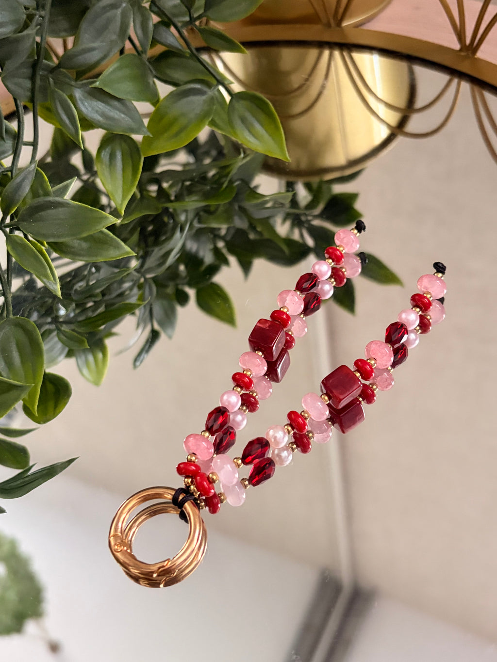 burgundy And Pink Bag Charm
