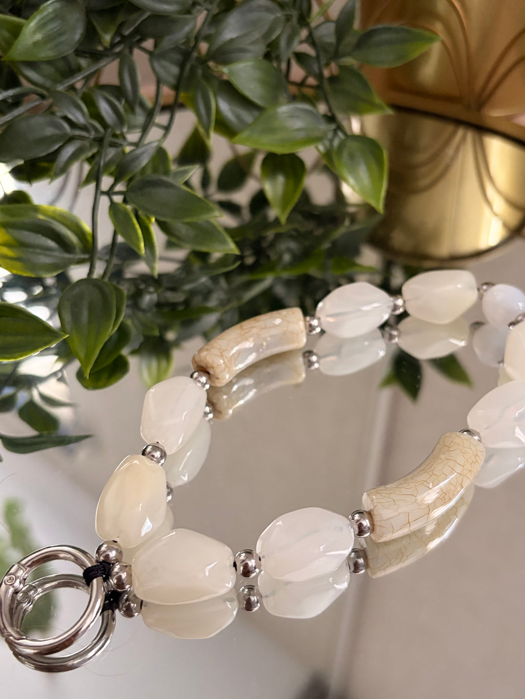 Neutral Beaded Phone Charm