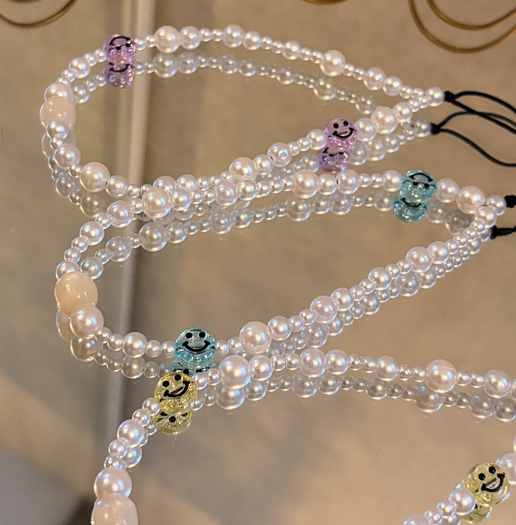 Smiley Face Beaded Phone Charm