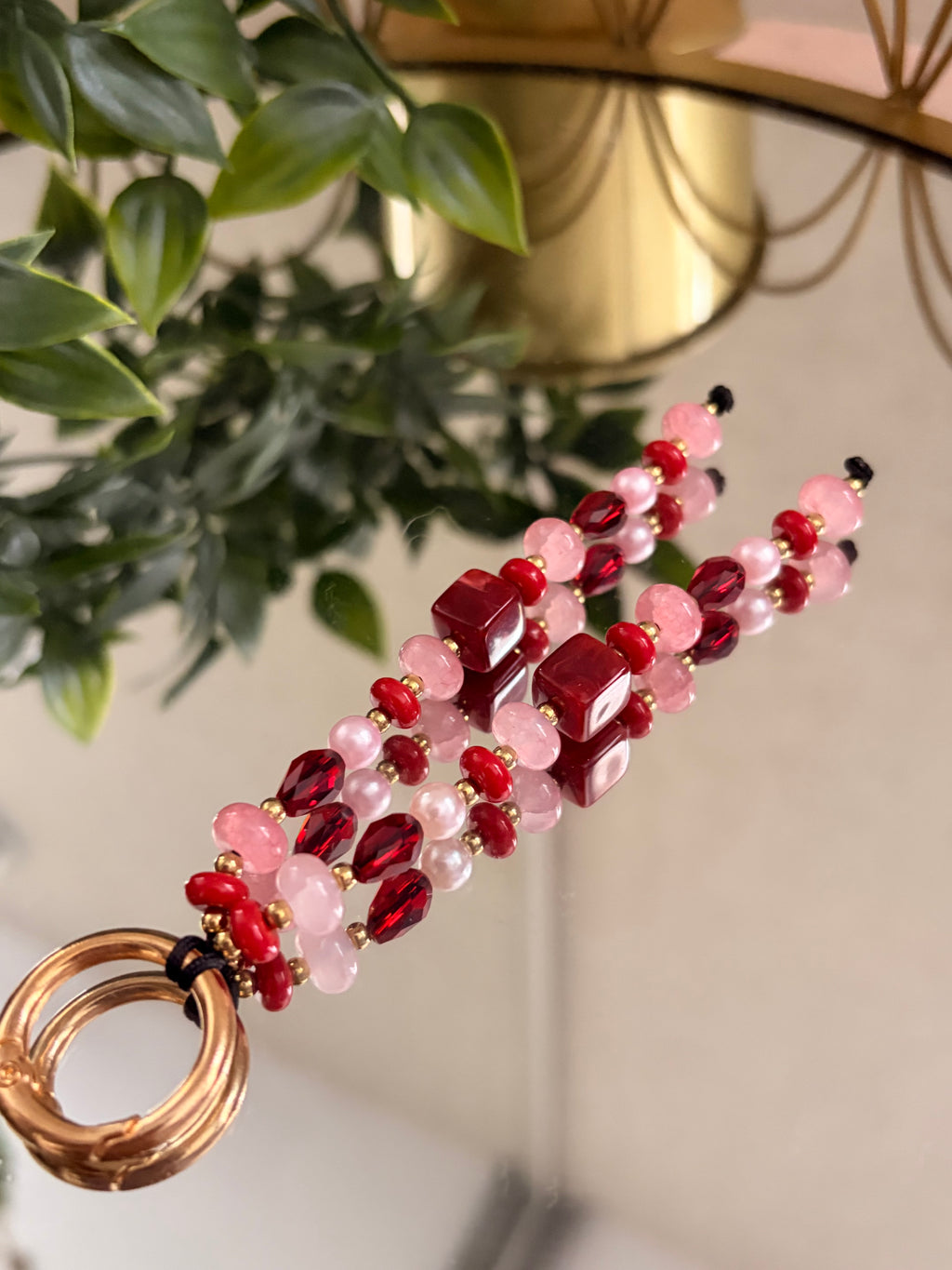 burgundy And Pink Bag Charm