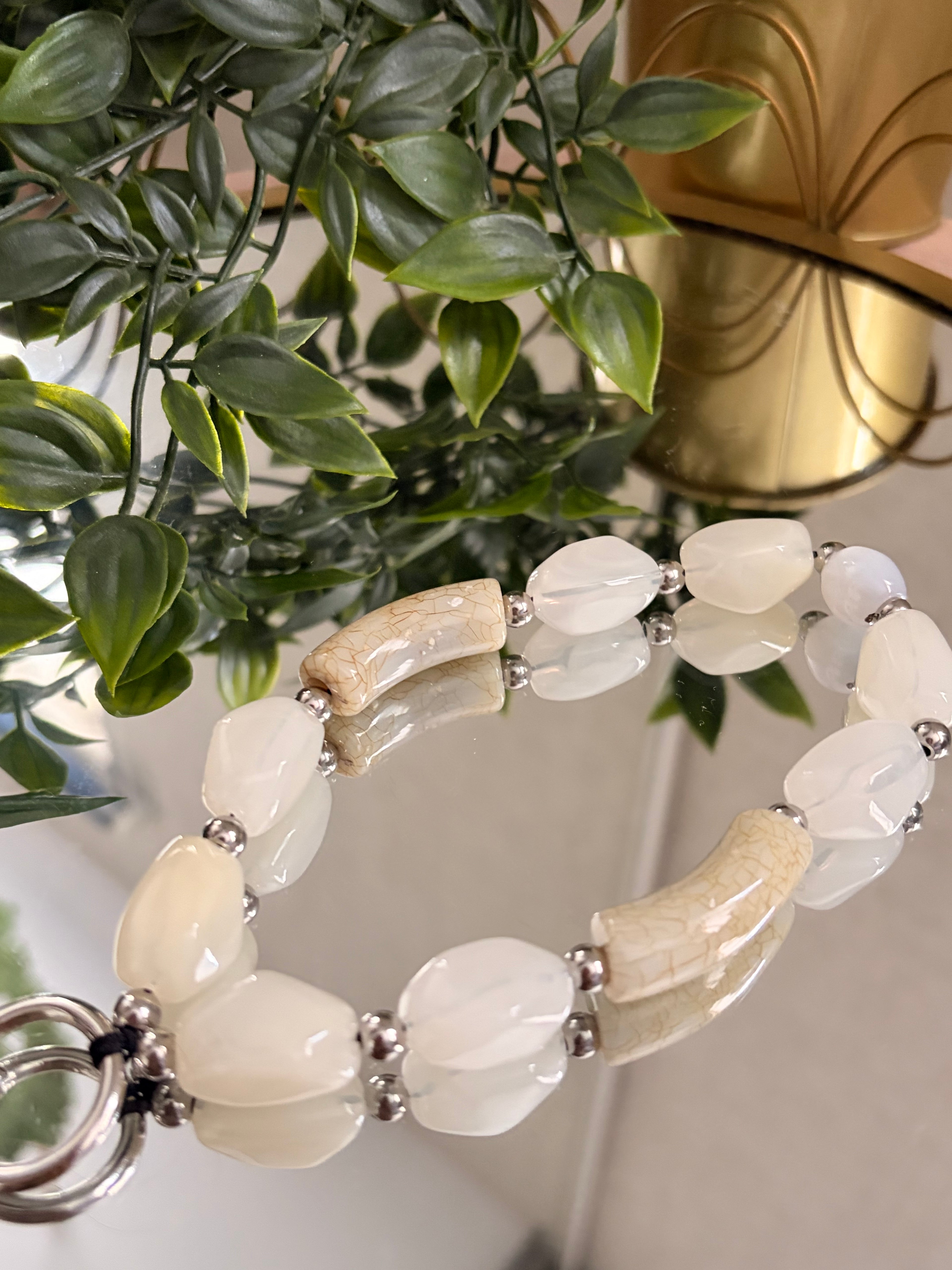 Neutral Beaded Phone Charm