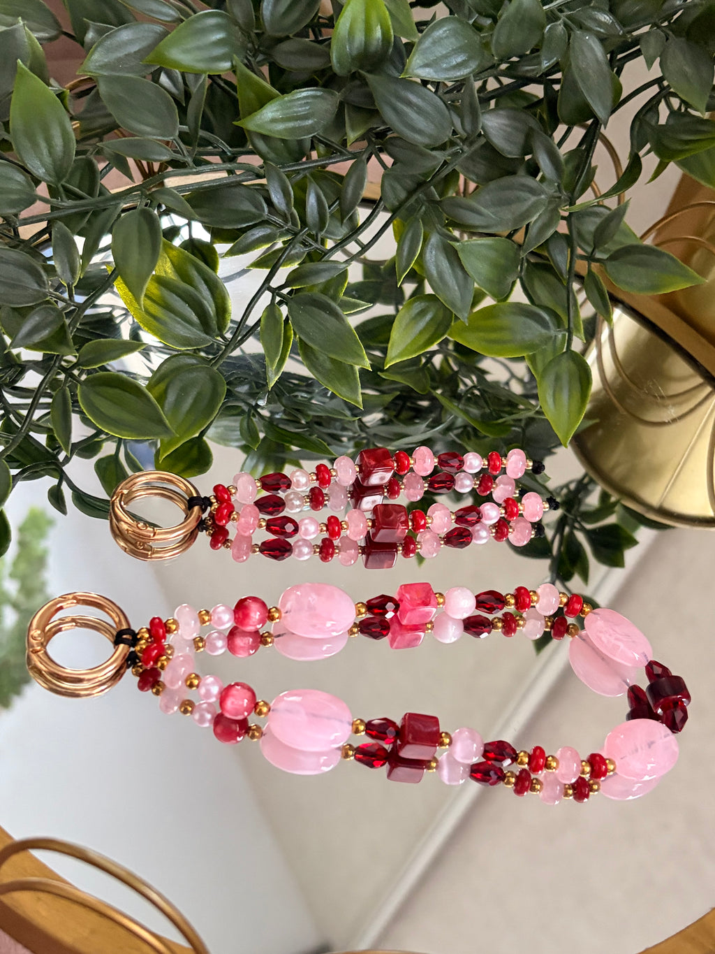 Pink & Burgundy Phone Charm Bag Charm Set