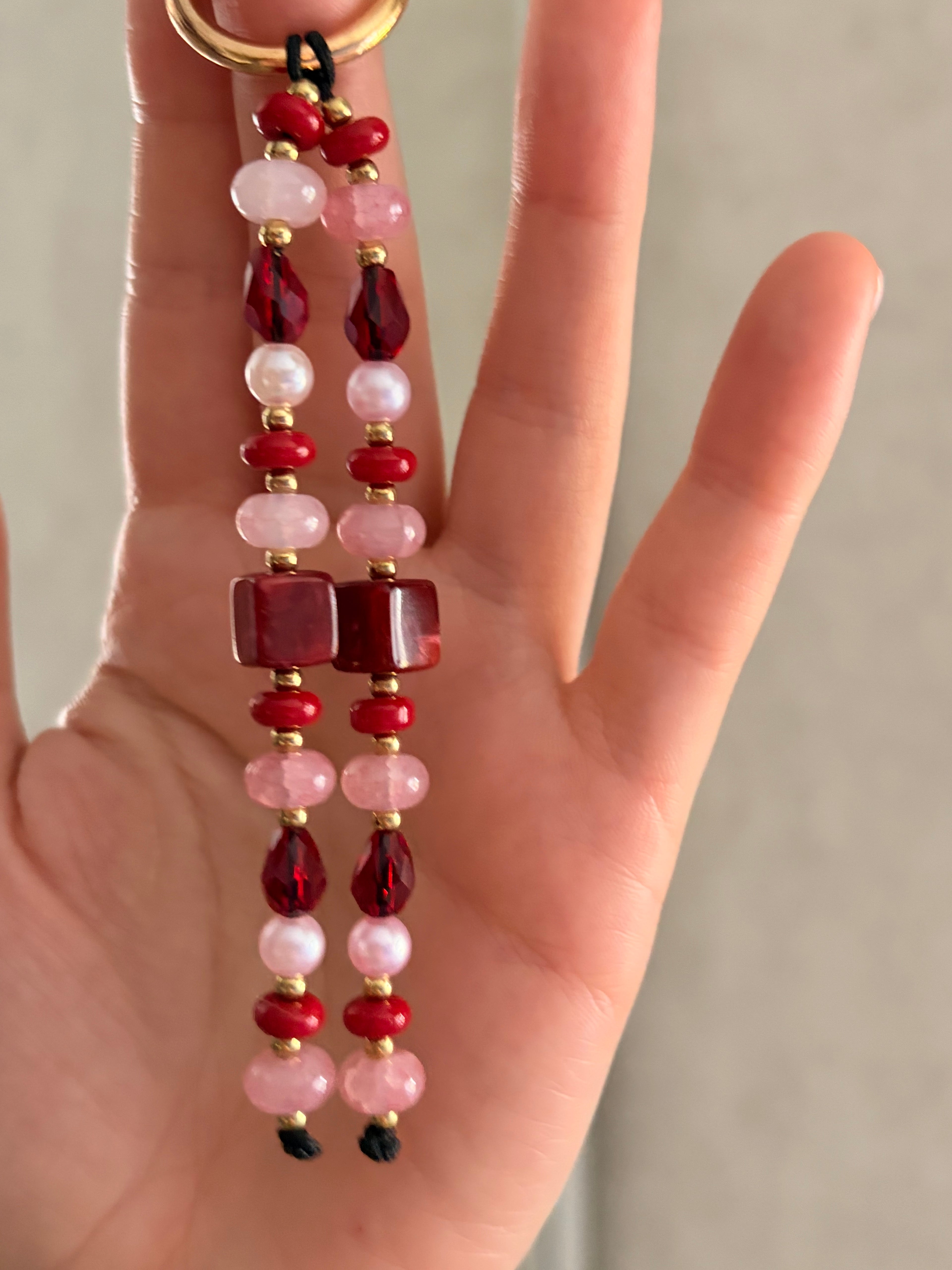 burgundy And Pink Bag Charm