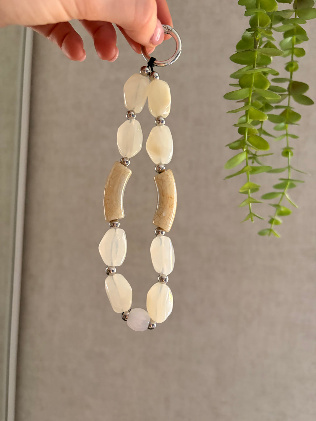 Neutral Beaded Phone Charm